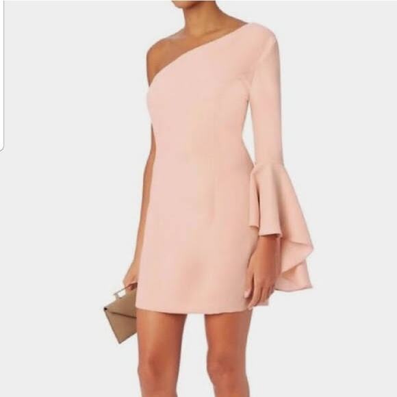 INTERMIX Dresses & Skirts - Intermix One Shoulder Mini Dress in Pink Size Medium